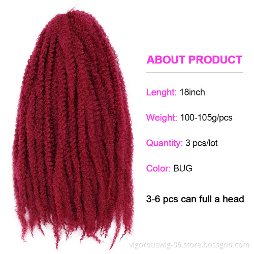 Vigorous Marley Braid Ombre Braiding Hair Extensions Soft Afro Kinky Natural for Braids18 inch Synthetic Crochet Braids Hair